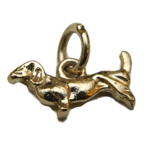 Winnie Dog Charm Pendant 14k Yellow Gold